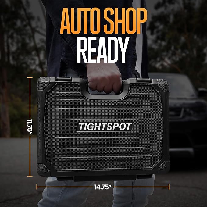 TIGHTSPOT 3/8" Drive 71pc Impact Socket Master Set Inch Metric 1/4"-3/4" 6-19mm CR-V CR-MO Universal Joint Deep Standard Sockets 90-Tooth Ratchet Extensions Heavy Duty Mechanic Tool Kit