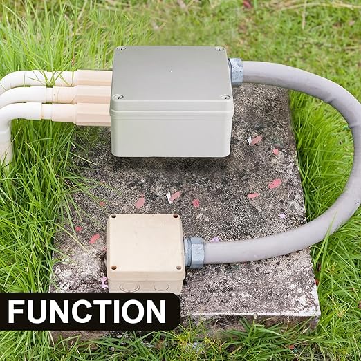 Kanayu Conduit Box Electrical 6'' x 6'' x 3'' Junction Box Plastic Dustproof Waterproof IP65 Gray White Protect Conduits and Fittings Universal Electrical Project Enclosure for Outdoor