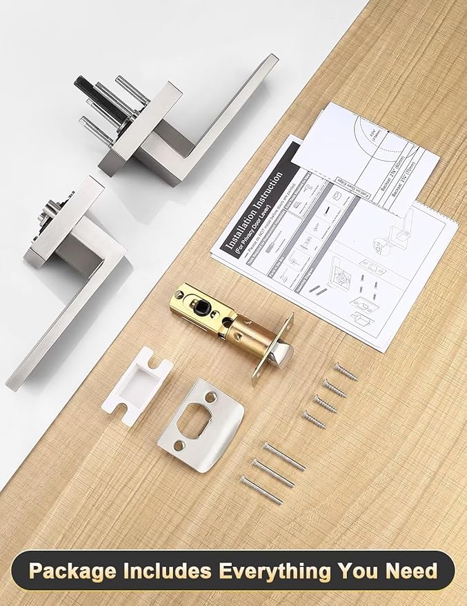 10 Pack Brushed Nickel Passage Door Levers Interior Door Handles, Heavy Duty Closet Hallway Door Handle Sets