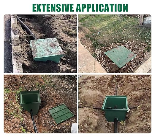 2 Sets 12.5x12.5x14.3in Underground Splice Boxes W/Solid Inspection Cover Deep Enclosure Precast PE Pull Distribution Pit Access Electrical Junction Boxes Drillable Tapered Wiring Cable Box