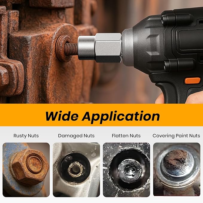 Impact Bolt & Nut Remover Set,14 Pieces Bolt Extractor Tool Set, 3/8" Drive Impact Bolt & Nut Remover Socket Tool Kit, Stripped For Damaged, Frozen, Studs, Rusted, Nuts & Screws, Tools Gifts for Men