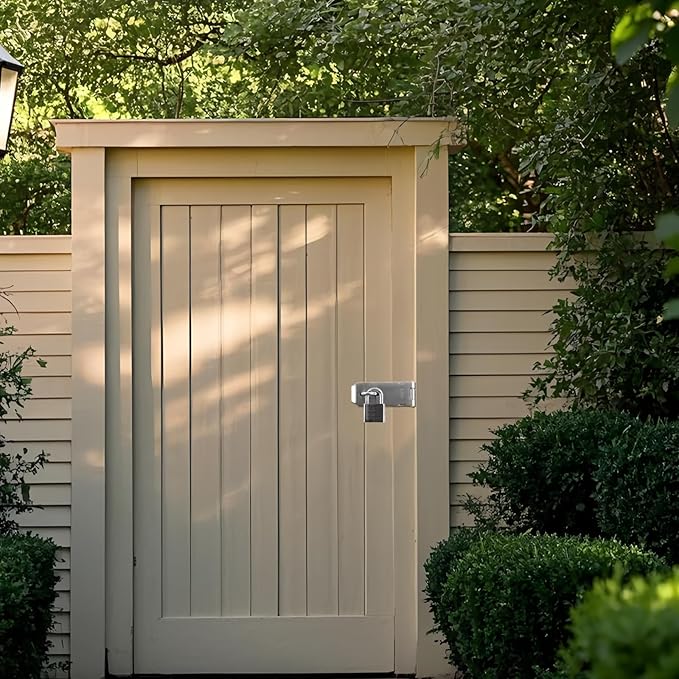 HOWDIA 180 Degree Hasp Lock Latch with Padlock, 4 Inch Stainless Steel Pad Lock Latches Locking Latch Security Door Clasp Hasp for Shed/Gate/Storage(Silver)