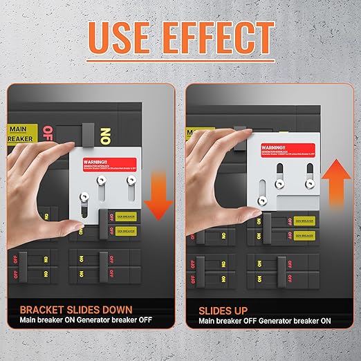 Generator Interlock Kit Fit for Square D QO or Homeline 150 and 200 Amp Panels 1-3/8 Inch Space Between Main & Generator Breaker