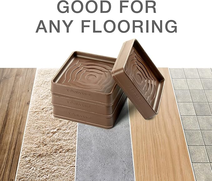 Furniture Cups X-PROTECTOR – 2" Caster Cups 4 PCS – Premium Furniture Coasters – Ideal Bed Stoppers – Non Skid Furniture Pads with a Perfect Design – Rubber Furniture Pads - Protect Any Flooring!