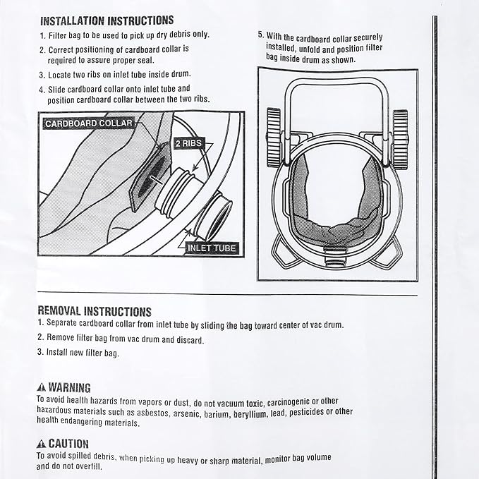 VF3502 Shop Vac Bags - Compatible with Ridgid Wet Dry Vacuum, 12-16 Gallon Replacement Filter Bags (6 Pack)
