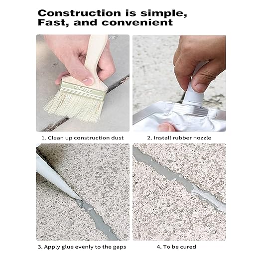 Concrete Crack Filler and Sealant, Quick Drying High Elasticity Cement Crack Filler, Waterproof Repair, Self-Leveling Concrete Slab Repair for Driveway, Patio (Black, 35.27 OZ)