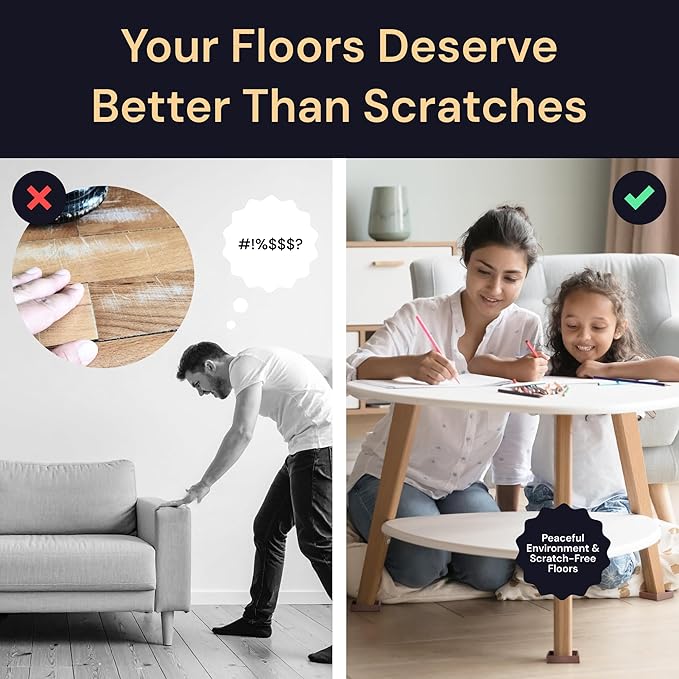 CasterMaster Non-Slip Furniture Pads Square Rubber Caster Cups - 4" x 4", Black, Pack of 4 - Anti-Skid Rubber Feet & Furniture Sliders for Hardwood Floors - Floor Protectors for Chairs