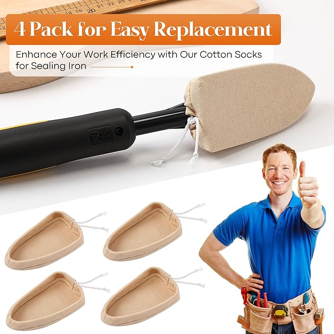 Dreyoo 4 Pack Cotton Sock for Sealing Iron, Cotton Socks for Edge Banding Iron, Heat Resistant, Secure Fit and More Protection