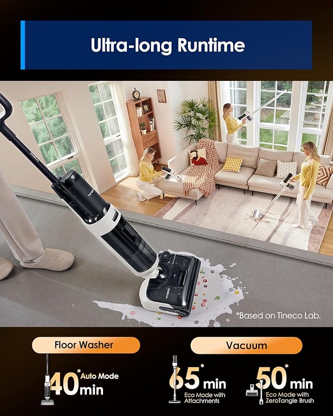 Tineco Floor ONE Switch S6 Stretch Wet Dry Vacuum Cleaner, Multi-Function, 180° Lay-Flat, Anti-Tangle Design, Self-Cleaning, 65Min Runtime, Dual-Edge Cleaning, Whole-House Cleaning Floor Cleaner