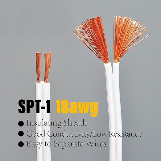 18/2 SPT-1W Bulk Lamp Cord 300-Volt 18-Gauge 50-feet Spool White UL Listed