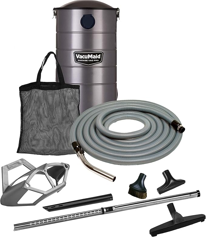 VacuMaid GV50PRO Wall Mounted Garage and Car Vacuum with 50 ft. Hose and Tools.