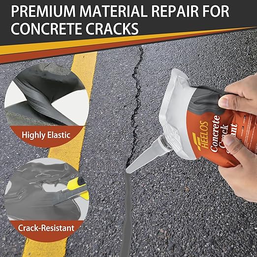 Concrete Crack Filler,2 Pack Cement Crack Sealant, High Elasticity Crack Filler Repair Sealer, Self Leveling Waterproof Caulking Glue Sealing Adhesive for Concrete Driveway, Patio, Sidewalk (Grey)