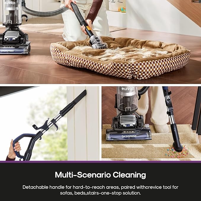 Eureka Upright Vacuum Cleaner for Carpet and Hard Floor,Powerful Vacuum With Dual Cyclone Suction,Swivel Steering,Anti-Tangle,Large Dust Cup,NEU612BL, Blue