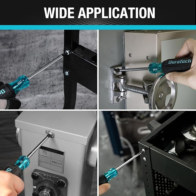 DURATECH 2-Piece S2 Steel Screwdriver Set, Professional Screwdrivers with Non-Slip Cushion Grip & Marked Specifications, Phillips and Flathead Screw Driver, Hand Tool for Home and Industrial Use