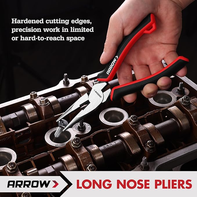 ARROW 4-Piece Pliers Set, Includes 8 Inch Diagonal, Long Nose, Slip Joint, 10 Inch Groove Joint Pliers, Ergonomic Anti-slip Handle, for Basic Repair