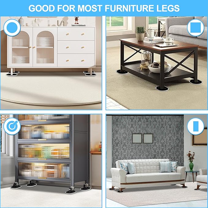 Upgrade Furniture Sliders, Furniture Sliders for Carpets, 4 PCS 5.8*4.3" Moving Pads With Anti-Slip Groove, Oval Furniture Moving Sliders for Easy Move Bed Tables Cabinet Heavy Duty, Protect Carpets