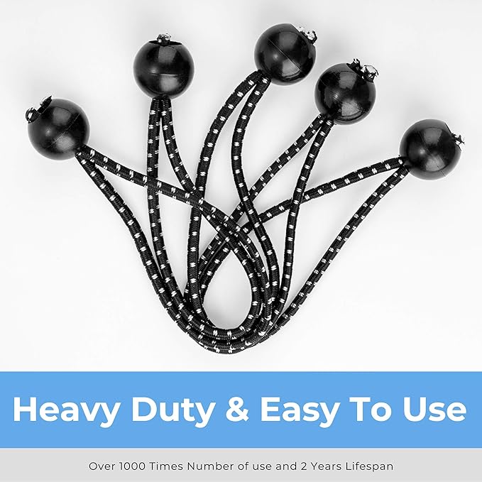 Cartman 90 Pack 6 Inch Ball Bungee Cords Canopy Ties with Elastic String for Canopy, Tarp, Straps, Tent, Black