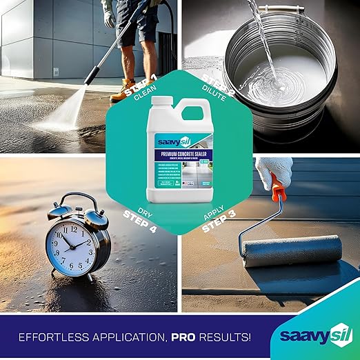 Silane Siloxane Penetrating Concrete Sealer – Half Gallon Makes 1 Gallon – Eco-Friendly - Water-Based Waterproof Protection for Indoor/Outdoor Concrete, Masonry, Brick, Pavers & Stone – Clear Finish