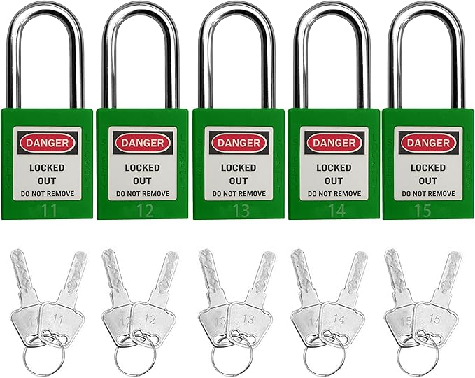 Lockout Tagout Locks, Safety Padlock, Keyed Differently Loto Safety Padlocks for Lock Out Tag Out Kits Station (Green NO.11-20)