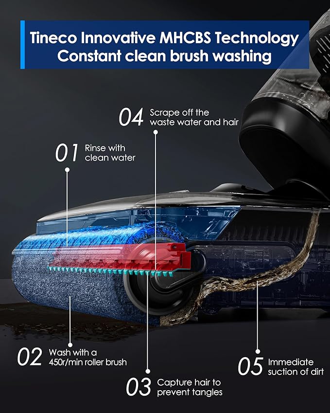 Tineco Floor ONE S7 Stretch Ultra Cordless Wet Dry Vacuum Cleaner, 180°Lay-Flat Anti-Tangle Design, 50 Minutes Runtime, 185℉ Flashdry Self-Cleaning, Dual-Sided Edge Cleaning Floor Cleaner