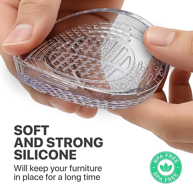 X-Protector Furniture Cups - 4 PCS 2.2" - Non Slip Furniture Pads for Hardwood Floors - Transparent Floor Protectors - Bed Stoppers to Prevent Sliding - Keep Furniture from Sliding on Floor! (Round)