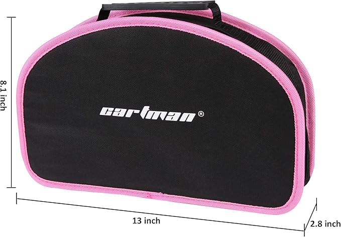 CARTMAN 52 Piece Tool Set Hand Tool Set with Easy Carrying Round Pouch - Perfect for DIY Pink