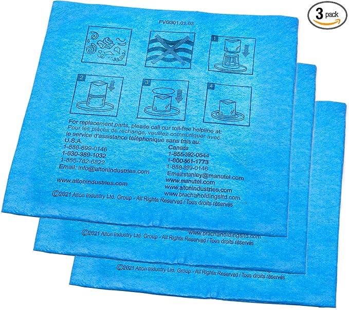 STANLEY Reusable Dry Filter Bag for 1-5 Gallon Wet/Dry Vacuum 25-1217, Compatible with SL18129, SL18130, SL18133, SL18136, SL18301-4B, SL18115P, SL18115, 3 Pack