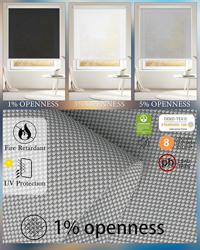 Motorized Blinds with Remote Cordless Automatic Motorized Shades Custom Blinds for Windows Smart Curtains Compatible with Alexa Google Home(Solar Grey,W44 x H72in)