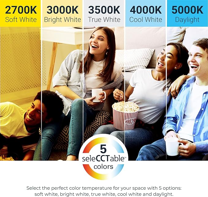 HALO HLB Recessed Lighting 6 Inch LED Canless, Ceiling and Shower Light, Dimmable w/Selectable Lumens and Color Temperatures 4-Pack- HLB6LSFS5-4PK