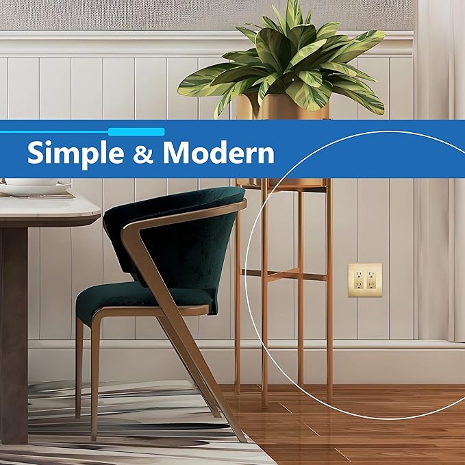 LIDER Matte Finish Double Decorator Switch Cover, Screwless Wall Plate, Mid-Size 2-Gang 4.88" x 4.92", Unbreakable Polycarbonate Thermoplastic, UL Listed, LSWP-32M-BGD5P, Brushed Gold, 5 Pack