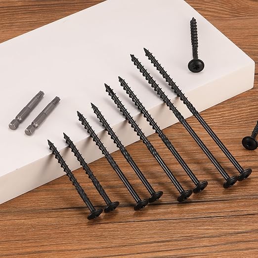 #14 x 3 Inch Lag Screws (176Pcs) 4lb. Structural Wood Screw, Black, Carbon Steel, Washer Head, Rust Resistant epoxy Coated, T30 Star Bit
