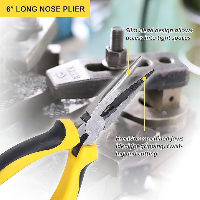 TOPLINE 5-Piece Pliers Set, Pliers Tool Set Included 8" Groove Joint, 7" Linesman, 6" Long Nose, 6" Slip Joint, 6" Diagonalfor Basic Home Maintenance