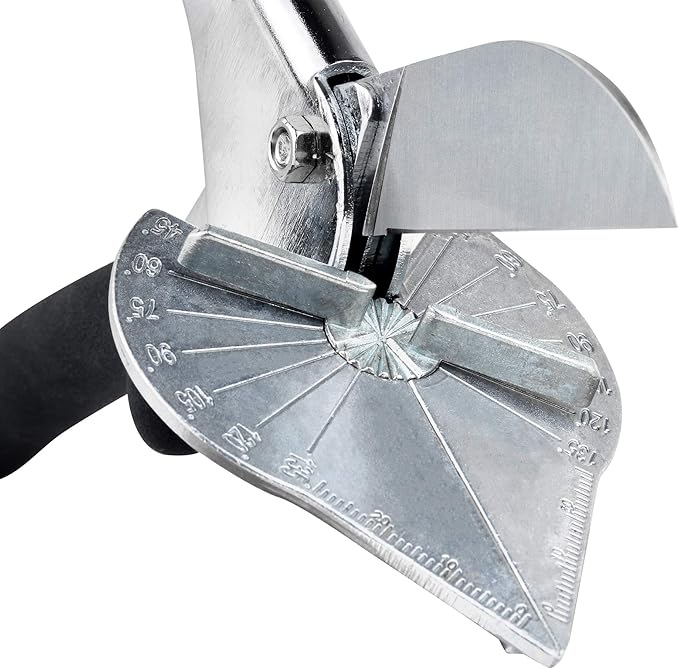 FLORA GUARD Miter Shears, Trimming Scissors for Angular Cutting of Molding, Adjustable at 45 to 135 Degrees, Hand Tool for Baseboard, PVC, DIY, Carpentry, and Crafts, with 2 Replacement Blades