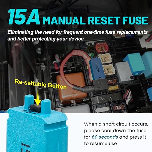 NuIth Manual Reset 15A Mini Fuse Circuit Breakers, E73 Low Profile ATM Circuit Breaker Blade Fuse DC 28V Resettable Standard Blade Fuses for Car Truck RV Marine (2PCS-15A)
