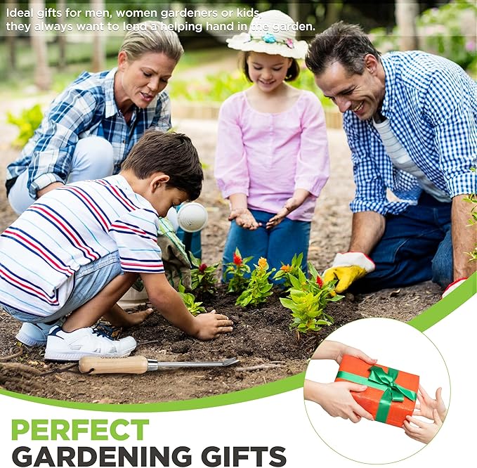 WORKPRO Dandelion Weeder Puller Tool with Wood Handle, Polished Stainless Steel Garden Weed Remover Tool, Two-Pronged Fork Weeder Tool for Lawn Farmland Transplant Gardening Plant Tool