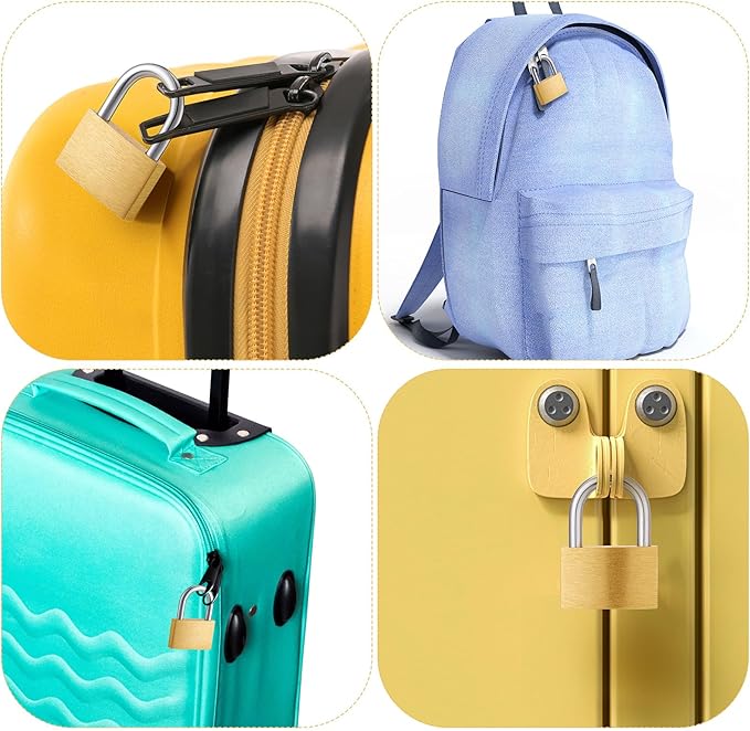 Kenning 16 Pcs Solid Keyed Alike Padlocks 0.98" Solid Brass Padlock with Key Weatherproof Luggage Locks Suitcase Lock Wide Body with Hardened Steel Shackle for Sheds, Storage Unit, Gym Fence