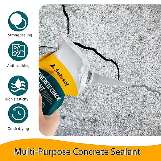 Concrete Crack Filler, Cement Crack Filler, Self Leveling Concrete Crack Repair Sealant–Quick-Drying, Waterproof, Durable Filler for Driveway, Sidewalk & Expansion Joint Repair-2 PCS