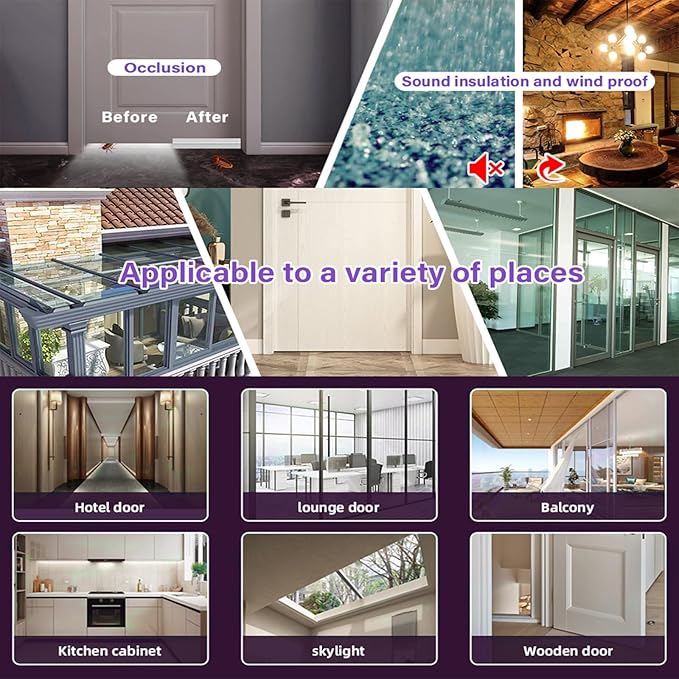 Weather Stripping Door Seal Strip for Gaps, Silicone Draft Stopper Adhesive Tape for Sliding Doors, Windows, Shower Glass, Soundproof Seal for Home Insulation, 32.8ft Roll White