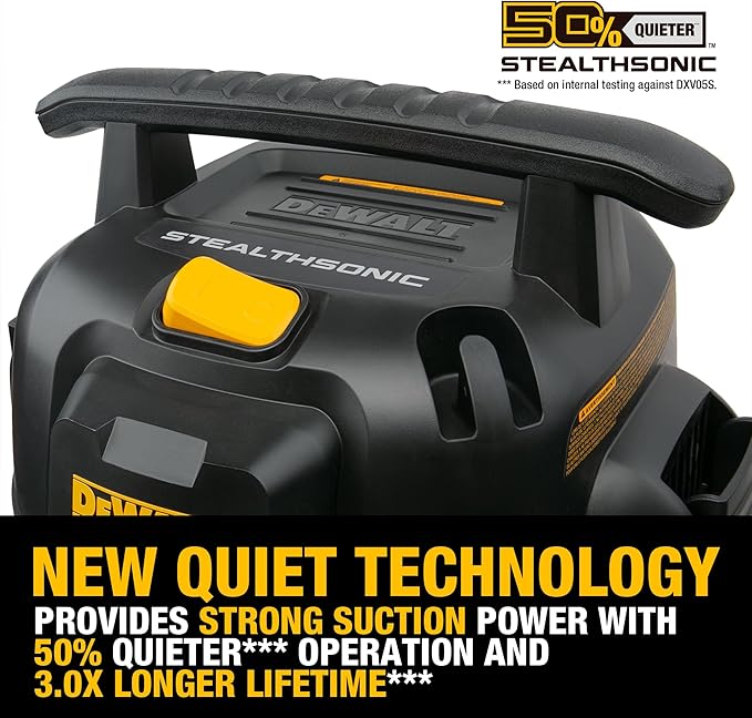 DEWALT 5 Gallon 4 HP STEALTHSONIC Shop Vacuum Wet and Dry DXV05S-QTB Ultra Quiet Stainless Steel Wet/Dry Vacuum Cleaner with Powerful Suction for Garage, Jobsite, and Workshop