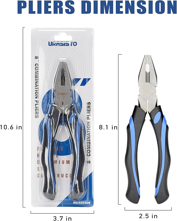 8-Inch Long Needle-Nose Side Cutting Pliers with Heavy Duty Nickel Chromium Steel Construction