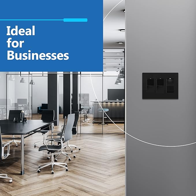 LIDER Brushed Finish Decorator Switch Cover, Screwless Wall Plate, Mid-Size 3-Gang 4.88" x 6.77", Unbreakable Polycarbonate Thermoplastic, UL Listed, LSWP-33M-BK2P, Black, 2 Pack