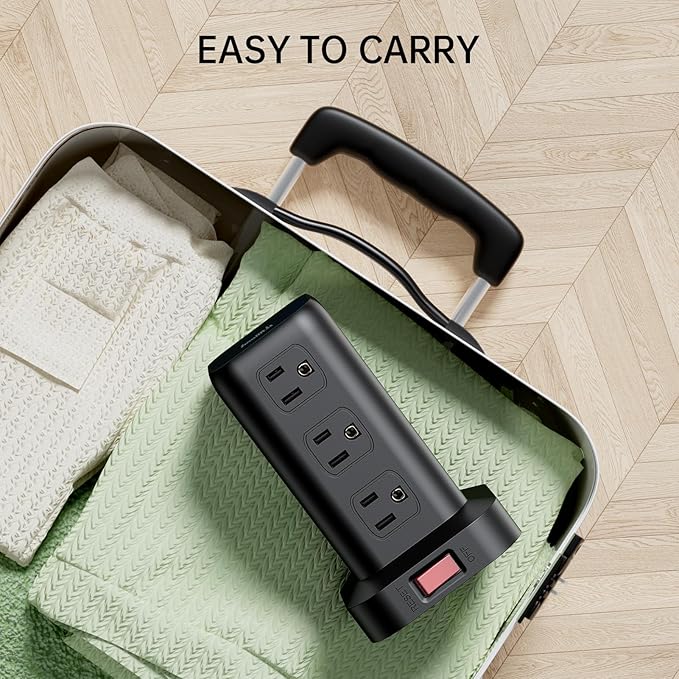 PD20W Surge Protector Power Strip Tower, 15FT Extension Cord with Multiple Outlets, 12 AC 4 USB (1 USB C),Mini Power Strip with USB Ports, Surge Protector Tower Overload Protection for Office, Desk