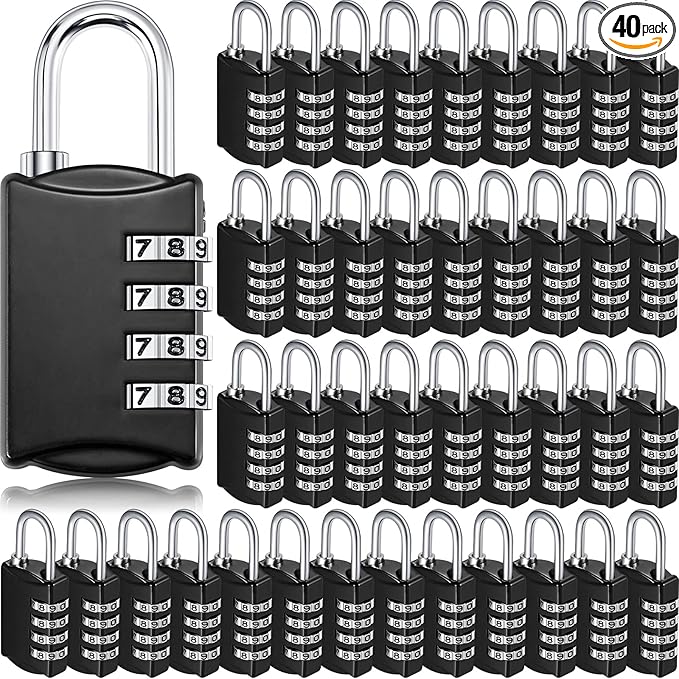 40 Pcs 4 Digit Combination Locks Combination Padlock Luggage Number Locks Outdoor Waterproof Resettable Padlock for Door Traveling School Gym Locker Suitcases Employee Hasp Storage
