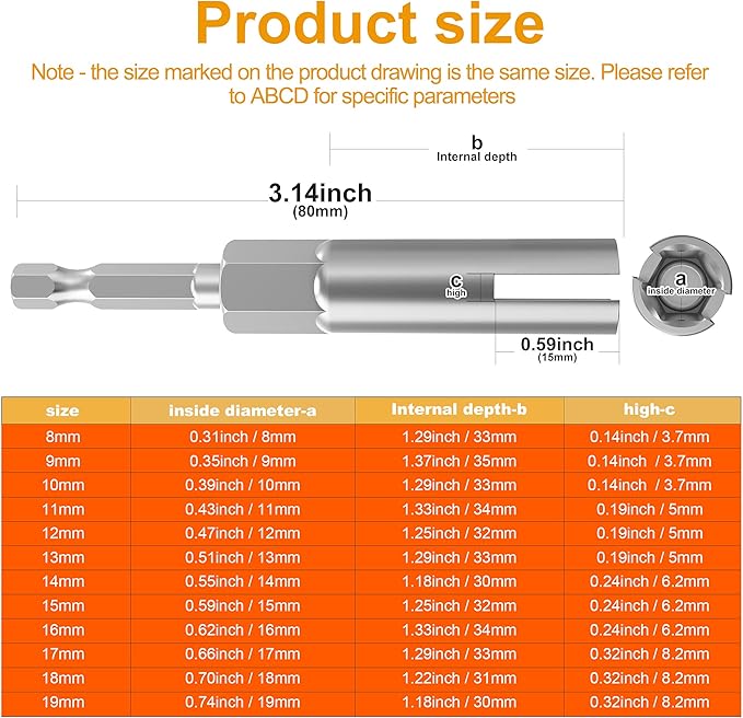 12 Pack 1/4" Hex Shank,Power Wing Nut Driver Set,Slot Wing nuts Drill Bit Socket Wrenches Tools Set, Drills Bits for Panel Nuts screws eye C hook bolt (Full set of 12 Pack 12 Size)