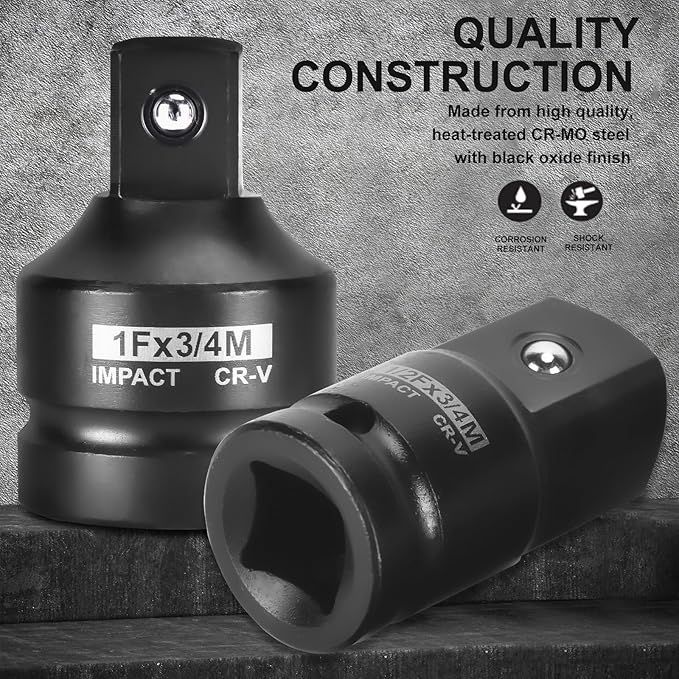 AOBEN 8 Piece Impact Socket Adapter and Reducer Set, 1/4, 3/8, 1/2" SAE Socket Adapter, Impact Driver & Wrench Conversion Kit Socket Reducer Set, Cr-V Steel