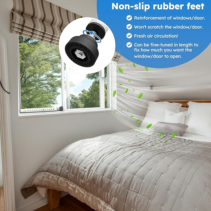 WooFog(Short)Security Bars for Sliding/Vertical Window, Adjustable Window Jammer Bars Security Inside,(Small)Window Guards for Home Security, 11" to 18" Anti Theft Window Safety Lock Bar -White 1 Pcs