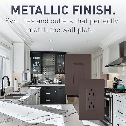 Legrand radiant TM870DBCC10 15 Amp Rocker Wall Switch, Single Pole Decorator Light Switches, Dark Bronze (1 Count)