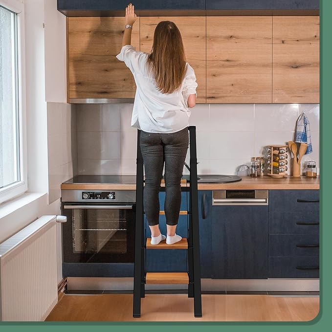 Step Ladder 4 Step Folding Kitchen Step Stool for Adults, Ladders for Home