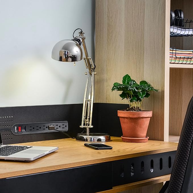 Digital Energy 6-Outlet Surge Protector Power Strip with 25-Ft Long Extension Cord, Black, ETL Listed/UL Standard