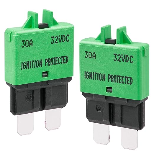 NuIth Manual Reset Mini Fuse Circuit Breakers 30A, E39 Low Profile ATO/ATC Circuit Breaker Blade Fuse 12V-32V DC 30A Re-settable Standard Blade Fuses for Car Truck RV Marine (2PCS-30A)